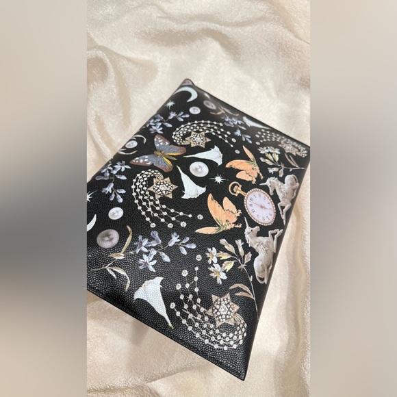 •••SOLD•••Auth Alexander McQueen Nocturnal Skull Calfskin Leather Clutch Black - Picture 9 of 16